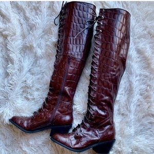 Jeffrey Campbell x Free People croc embossed boots